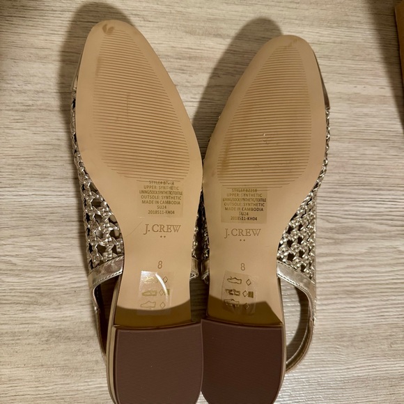 J Crew Gold Woven Slingback Flats Size 8 - NEW - Picture 7 of 13